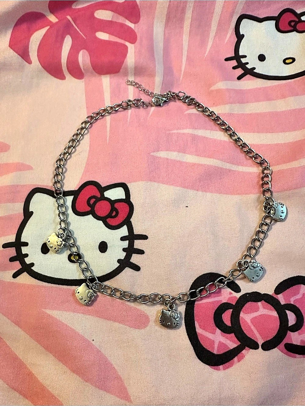 Hello Kitty Charm Necklace in Silver